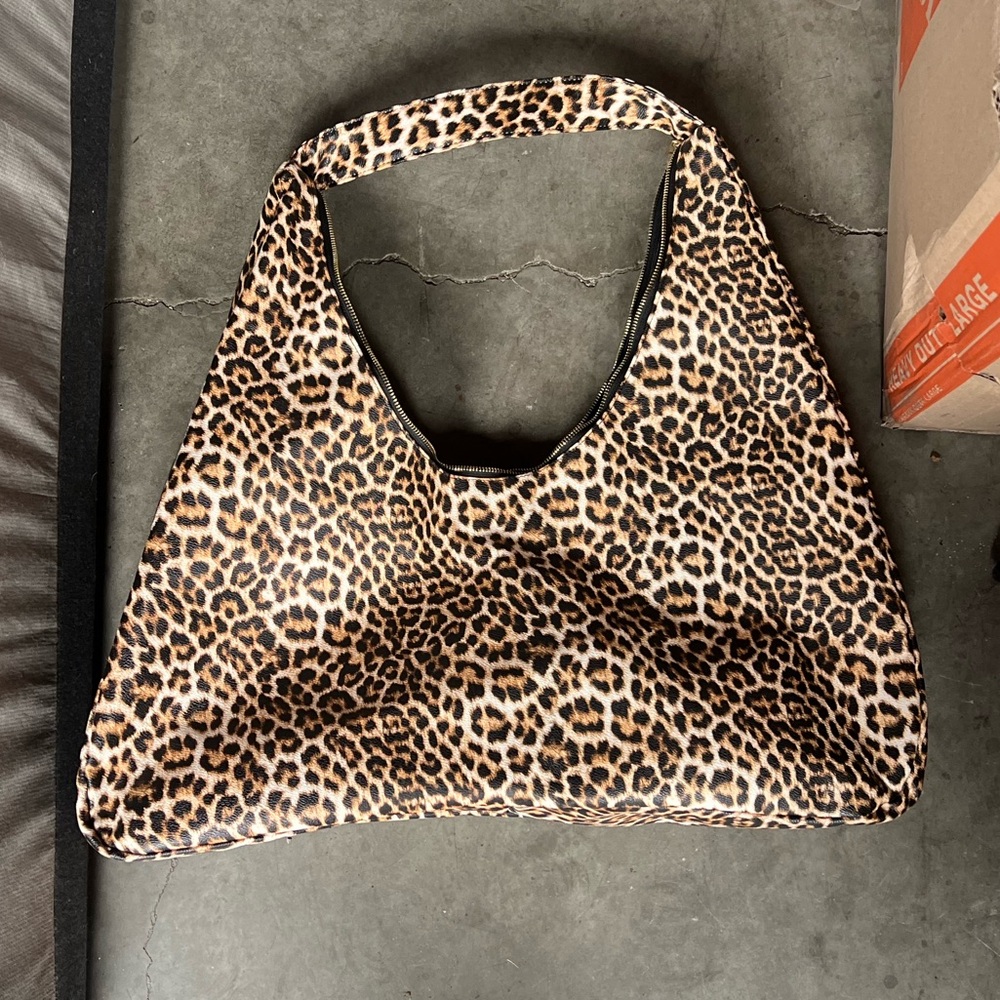 AKIRA Leopard-Print Shoulder Hobo in Brown and Black